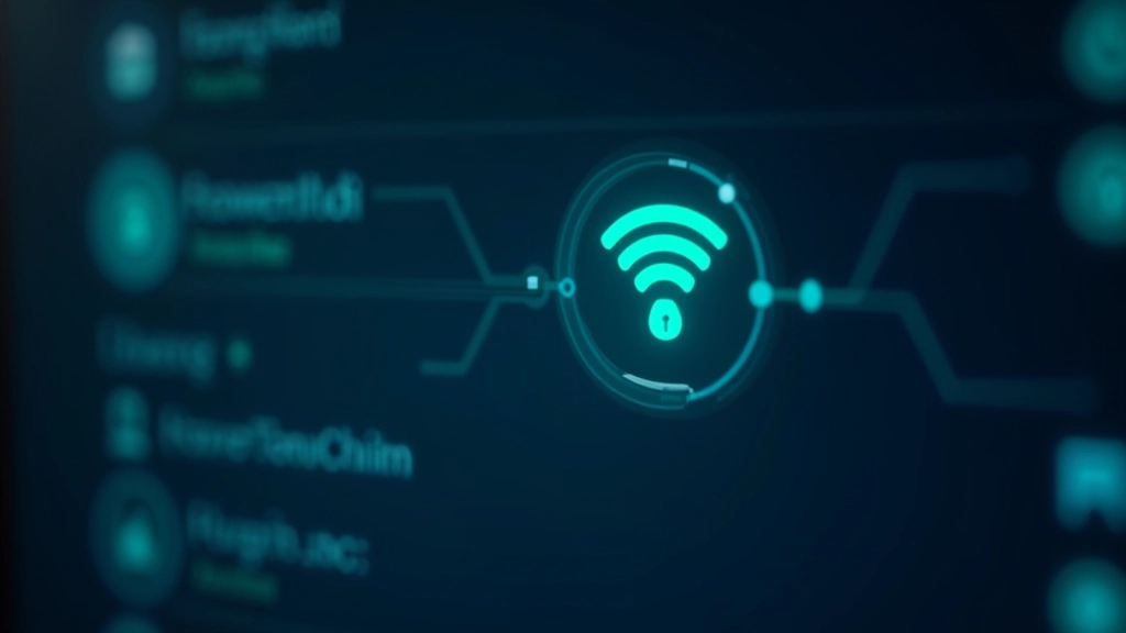 Saugūs Wi-Fi ryšio ženklas ir tinklo saugumą simbolizuojančios ikonos